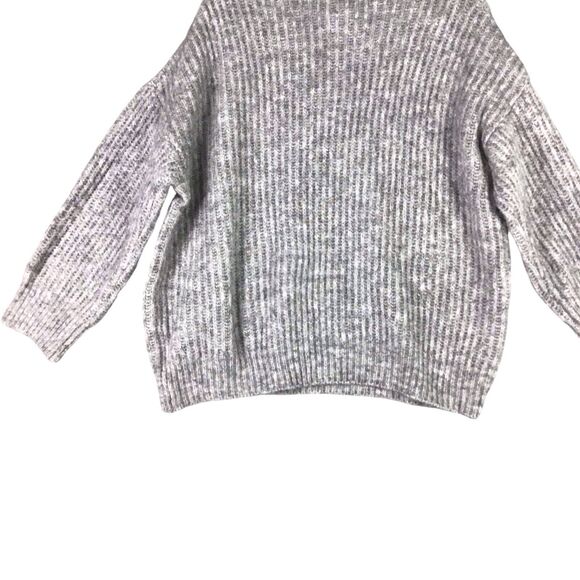 FRNCH Womens M/L Grey Neola Oversized Mock Neck Ribbed Balloon Sleeve Sweater - Picture 7 of 10